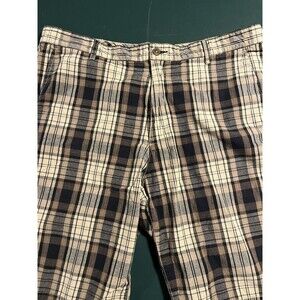 Men’s Claiborne Casual Shorts Sz 34 100% Cotton 10” Inseam Multicolor Plaid